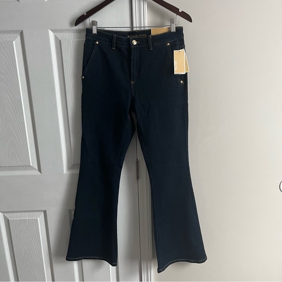 Women's Dark wash MICHAEL Michael Kors Selma flare leg jeans new - Picture 1 of 4